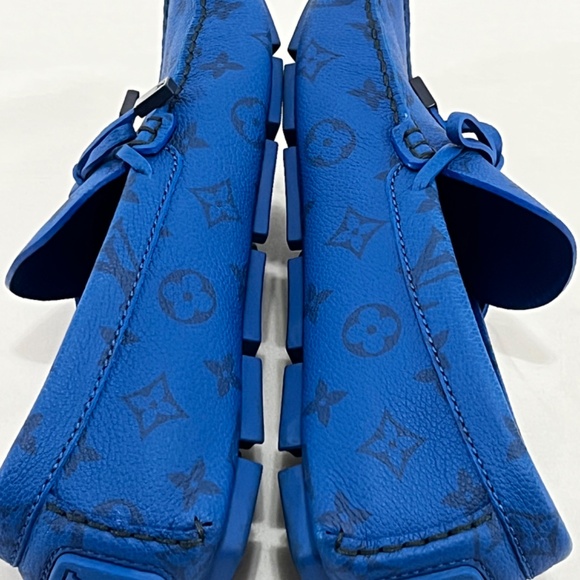 Louis Vuitton Blue Monogram Driver Moccasins Size UK 7.5/USA 8.5 - Picture 3 of 11